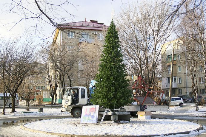 Впервые искусственные новогодние ёлки будут украшать микрорайоны Находки в зимние праздники